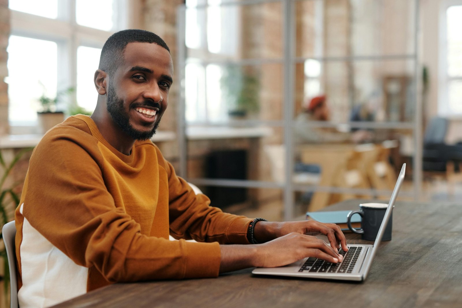 A man doing a notary and looking happy